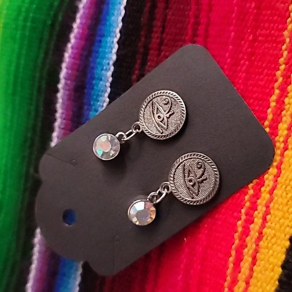 Handmade unique Sterling Silver Egyptian Eye of Ra earrings - Picture 1 of 3